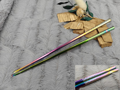 1 Paar Chopsticks personalisiert 2 Stück Essstäbchen Edelstahl mit Gravur 23 cm 5 Farben zur Wahl Geschenk