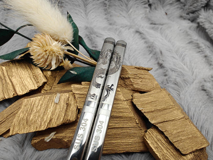 1 Paar Chopsticks personalisiert 2 Stück Essstäbchen Edelstahl mit Gravur 23 cm Drache Wahl Geschenk