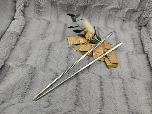 1 Paar Chopsticks personalisiert 2 Stück Essstäbchen Edelstahl mit Gravur 23 cm Wellenmuster Wahl Geschenk