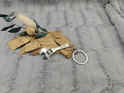 Schlüsselanhänger personalisiert Franzose mit Gravur Werkzeug Engländer DIY Heimwerken Stahl Geschenk