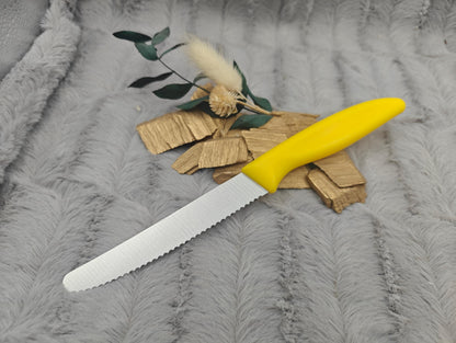 Personalisiertes Messer mit Gravur auf Klinge | Scharfes Brötchenmesser & Tomatenmesser Wellenschliff | Küchenmesser Edelstahl | Geschenk