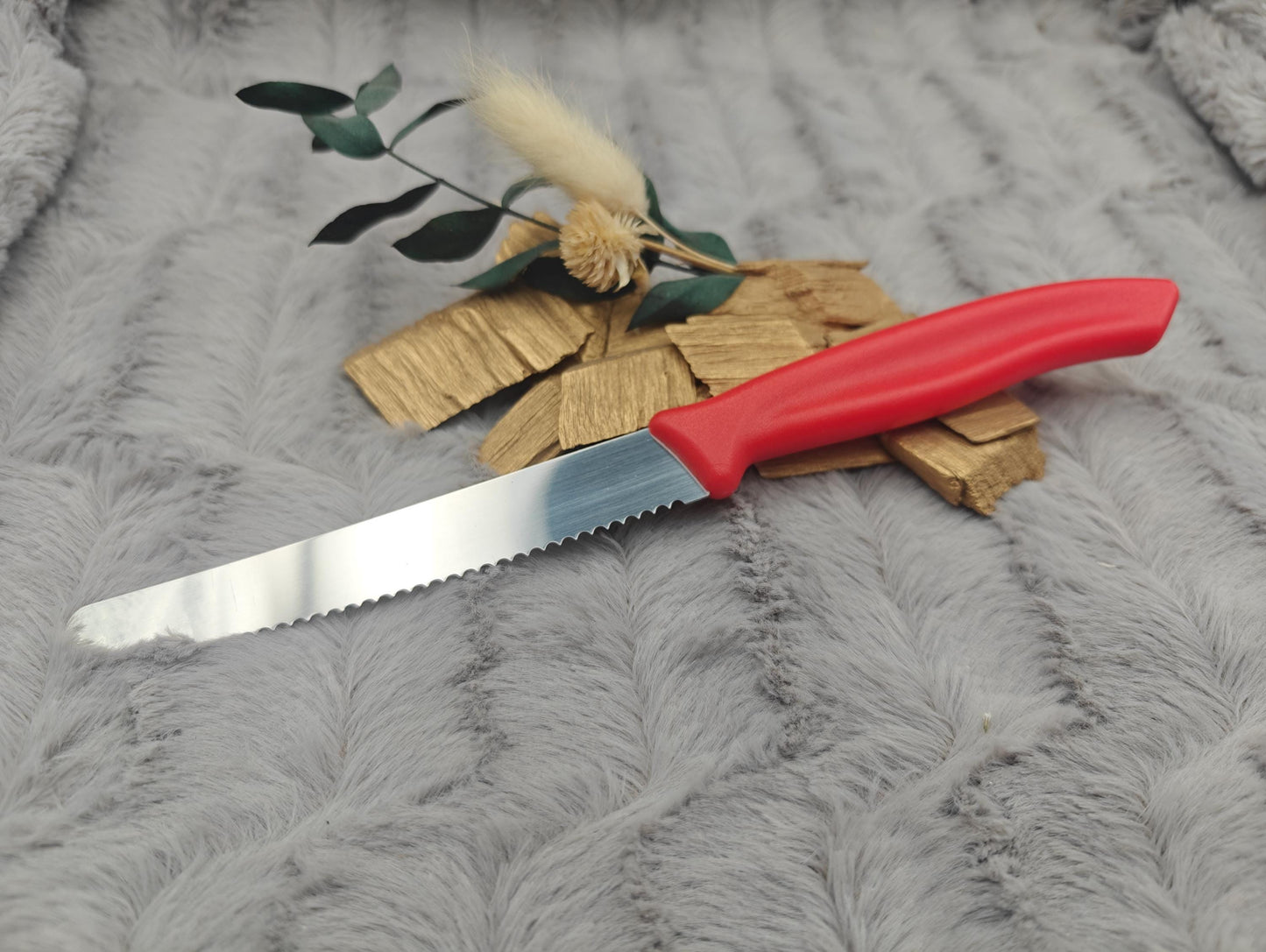 Messer personalisiert Küchenmesser Tomatenmesser mit individueller Gravur 11 cm Klinge 7 Farben zur Wahl