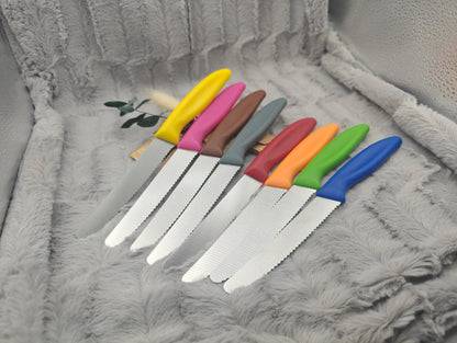 Personalisiertes Messer mit Gravur auf Klinge | Scharfes Brötchenmesser & Tomatenmesser Wellenschliff | Küchenmesser Edelstahl | Geschenk
