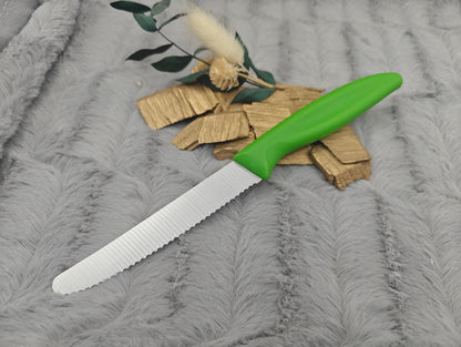Personalisiertes Messer mit Gravur auf Klinge | Scharfes Brötchenmesser & Tomatenmesser Wellenschliff | Küchenmesser Edelstahl | Geschenk