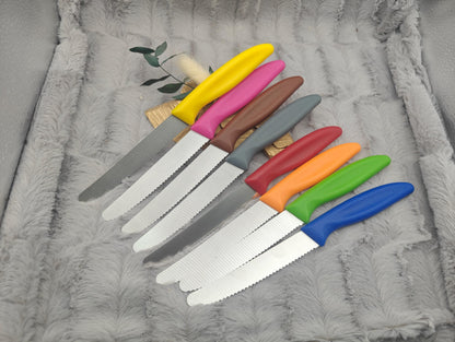 Personalisiertes Messer mit Gravur auf Klinge | Scharfes Brötchenmesser & Tomatenmesser Wellenschliff | Küchenmesser Edelstahl | Geschenk