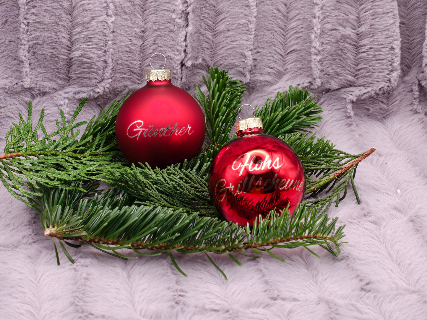 Personalisierte Christbaumkugel Glas | 58mm Weihnachtskugel mit Name graviert | Echtglas Baumschmuck Matt & Glänzend | Geschenk Dekoration