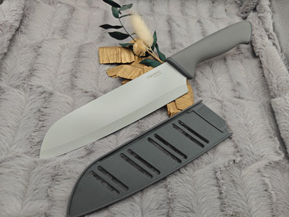 Personalisiertes Santokumesser mit Gravur | Scharfes Kochmesser Edelstahl | Individuelles Küchenmesser mit Name & Schutzhülle | 17,5 cm