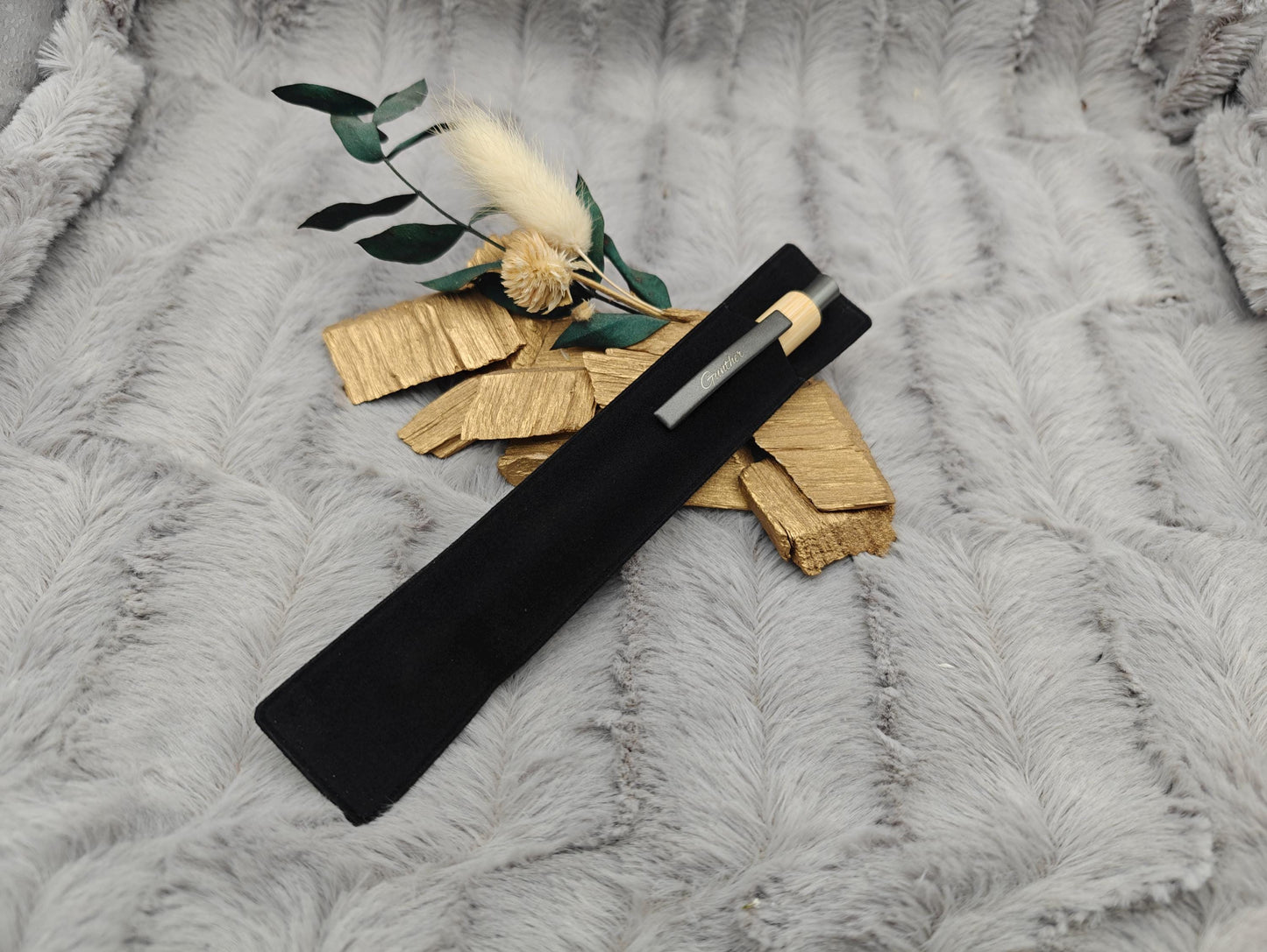Kugelschreiber personalisiert aus Bambus mit Gravur gunmetal Kuli Stift Holz Gastgeschenk Geschenk Gift