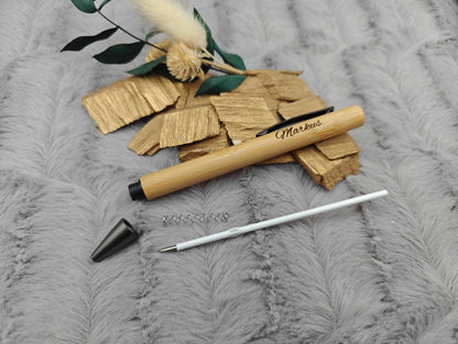 Kugelschreiber personalisiert aus Bambus mit Gravur gunmetal Kuli Stift Holz Gastgeschenk Geschenk Gift