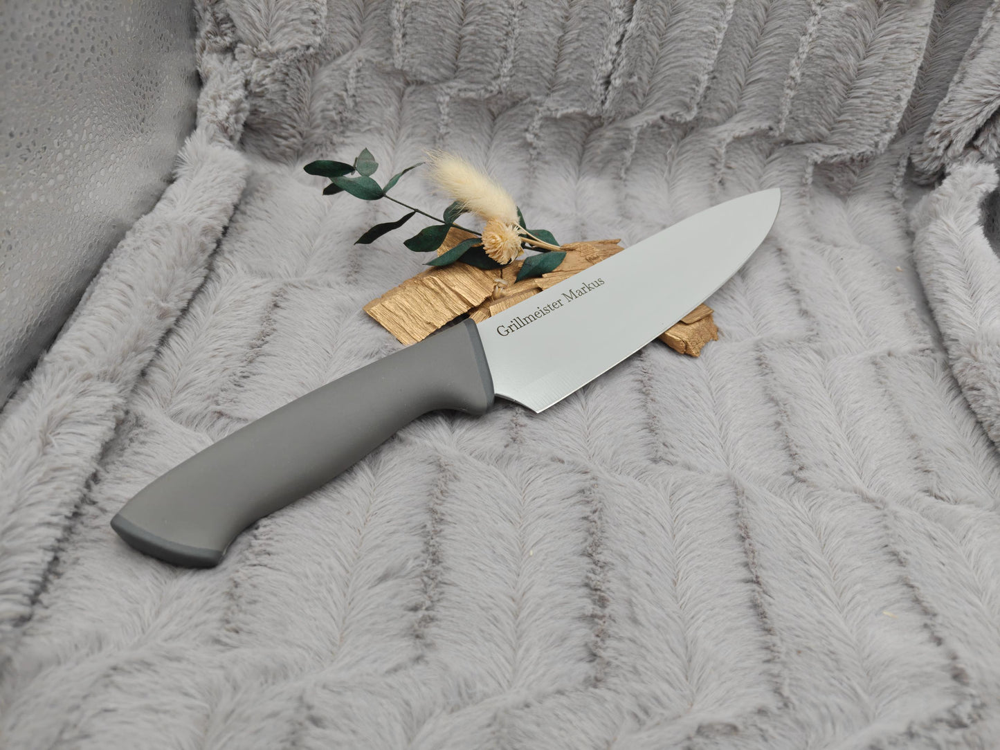 Personalisiertes Kochmesser Chefmesser mit Gravur | Scharfes Küchenmesser Edelstahl 20 cm | mit Name & Schutzhülle | Antihaft-Beschichtung