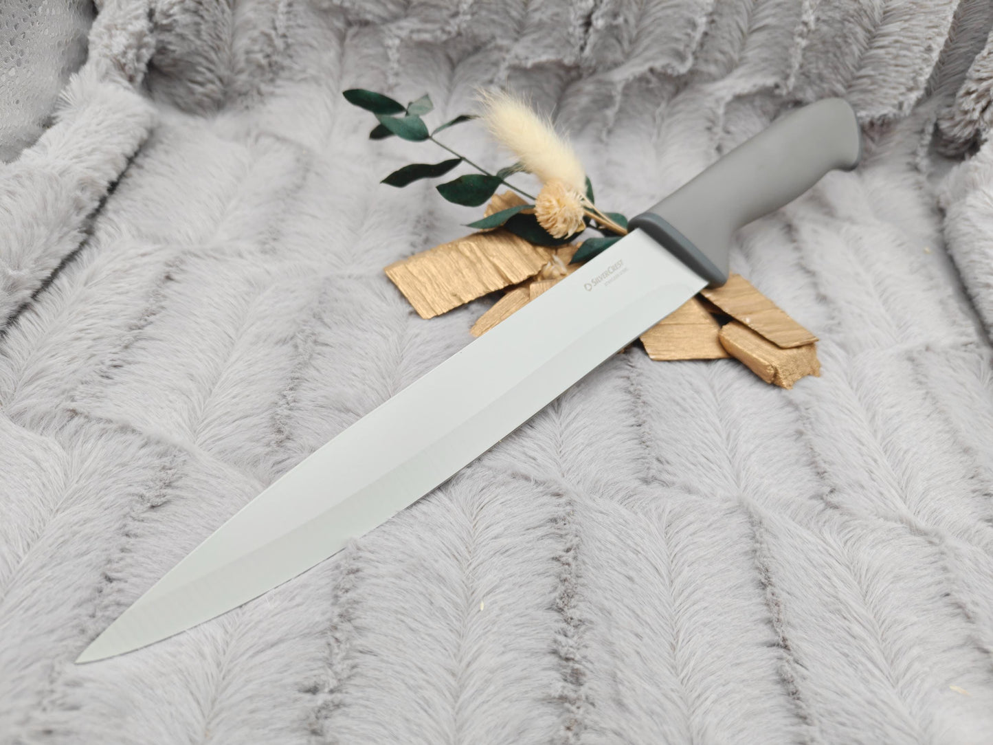 Personalisiertes Tranchiermesser mit Gravur | Scharfes Fleischmesser Edelstahl 20 cm | Bratenmesser mit Name & Klingenschutz