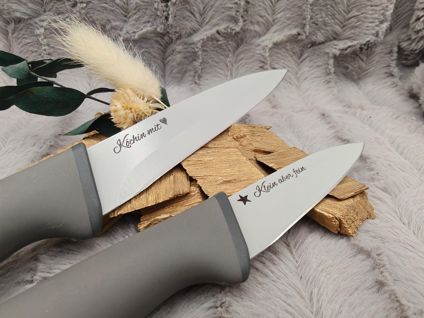 Personalisiertes Messerset 2-teilig mit Gravur | Obstmesser, Gemüsemesser Edelstahl | Individuelle Küchenhelfer mit Name & Klingenschutz