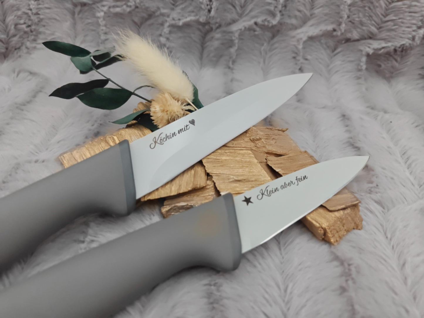 Personalisiertes Messerset 2-teilig mit Gravur | Obstmesser, Gemüsemesser Edelstahl | Individuelle Küchenhelfer mit Name & Klingenschutz