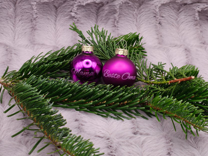 Kleine personalisierte Christbaumkugel aus Glas | 35mm Weihnachtskugel mit Name | Mini Baumschmuck Echtglas Matt & Glänzend Weihnachten