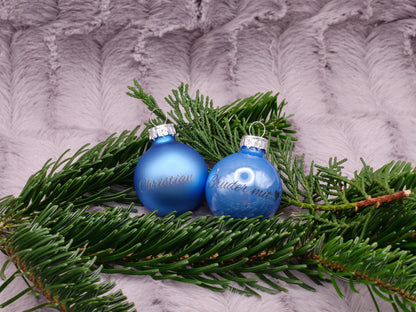 Kleine personalisierte Christbaumkugel aus Glas | 35mm Weihnachtskugel mit Name | Mini Baumschmuck Echtglas Matt & Glänzend Weihnachten