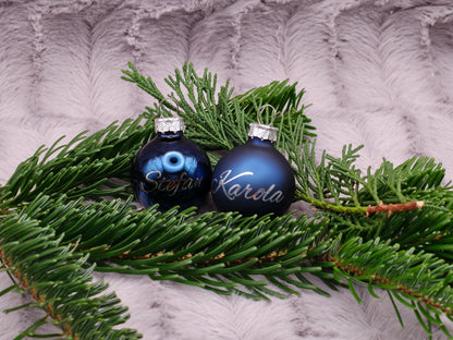 Kleine personalisierte Christbaumkugel aus Glas | 35mm Weihnachtskugel mit Name | Mini Baumschmuck Echtglas Matt & Glänzend Weihnachten