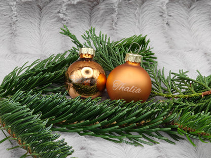 Kleine personalisierte Christbaumkugel aus Glas | 35mm Weihnachtskugel mit Name | Mini Baumschmuck Echtglas Matt & Glänzend Weihnachten