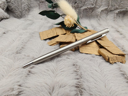 Kugelschreiber personalisiert Slim mit Gravur Kuli Stift Holz Gastgeschenk Geschenk Gift Edelstahl