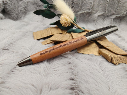 Edler Kugelschreiber Gelstift personalisiert mit Gravur braun Kuli Stift Holz Gastgeschenk Geschenk Gift
