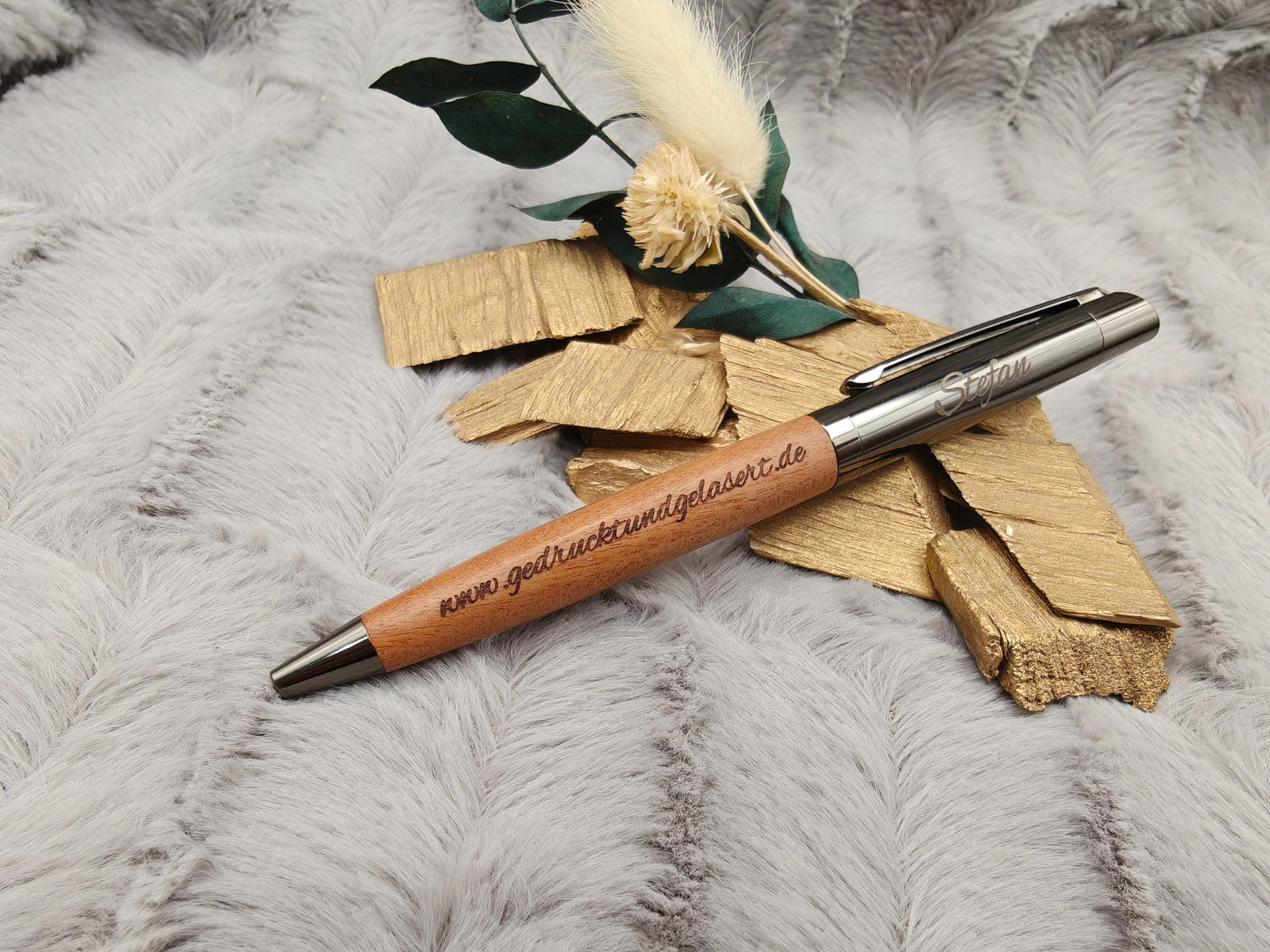 Edler Kugelschreiber Gelstift personalisiert mit Gravur braun Kuli Stift Holz Gastgeschenk Geschenk Gift