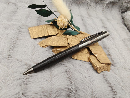 Edler Kugelschreiber Gelstift personalisiert mit Gravur schwarz Kuli Stift Holz Gastgeschenk Geschenk Gift