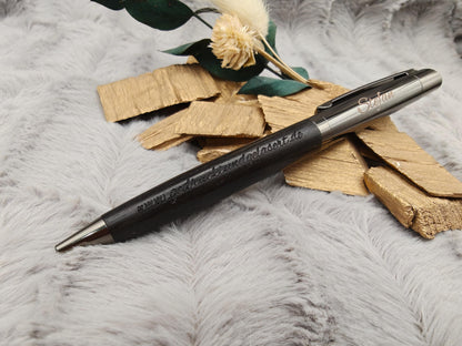 Edler Kugelschreiber Gelstift personalisiert mit Gravur schwarz Kuli Stift Holz Gastgeschenk Geschenk Gift