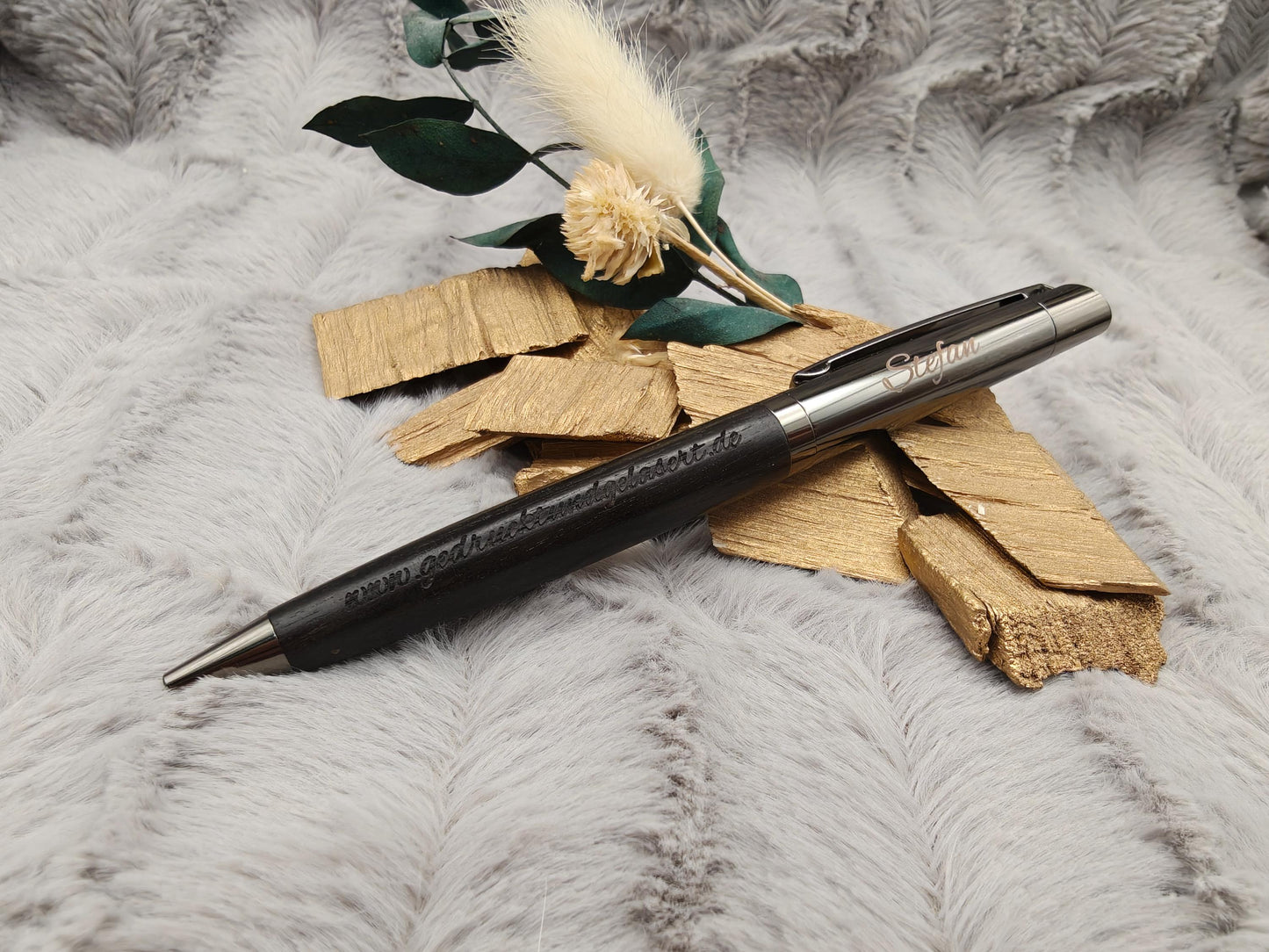 Edler Kugelschreiber Gelstift personalisiert mit Gravur schwarz Kuli Stift Holz Gastgeschenk Geschenk Gift