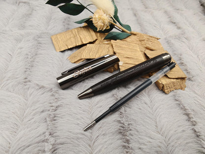 Edler Kugelschreiber Gelstift personalisiert mit Gravur schwarz Kuli Stift Holz Gastgeschenk Geschenk Gift