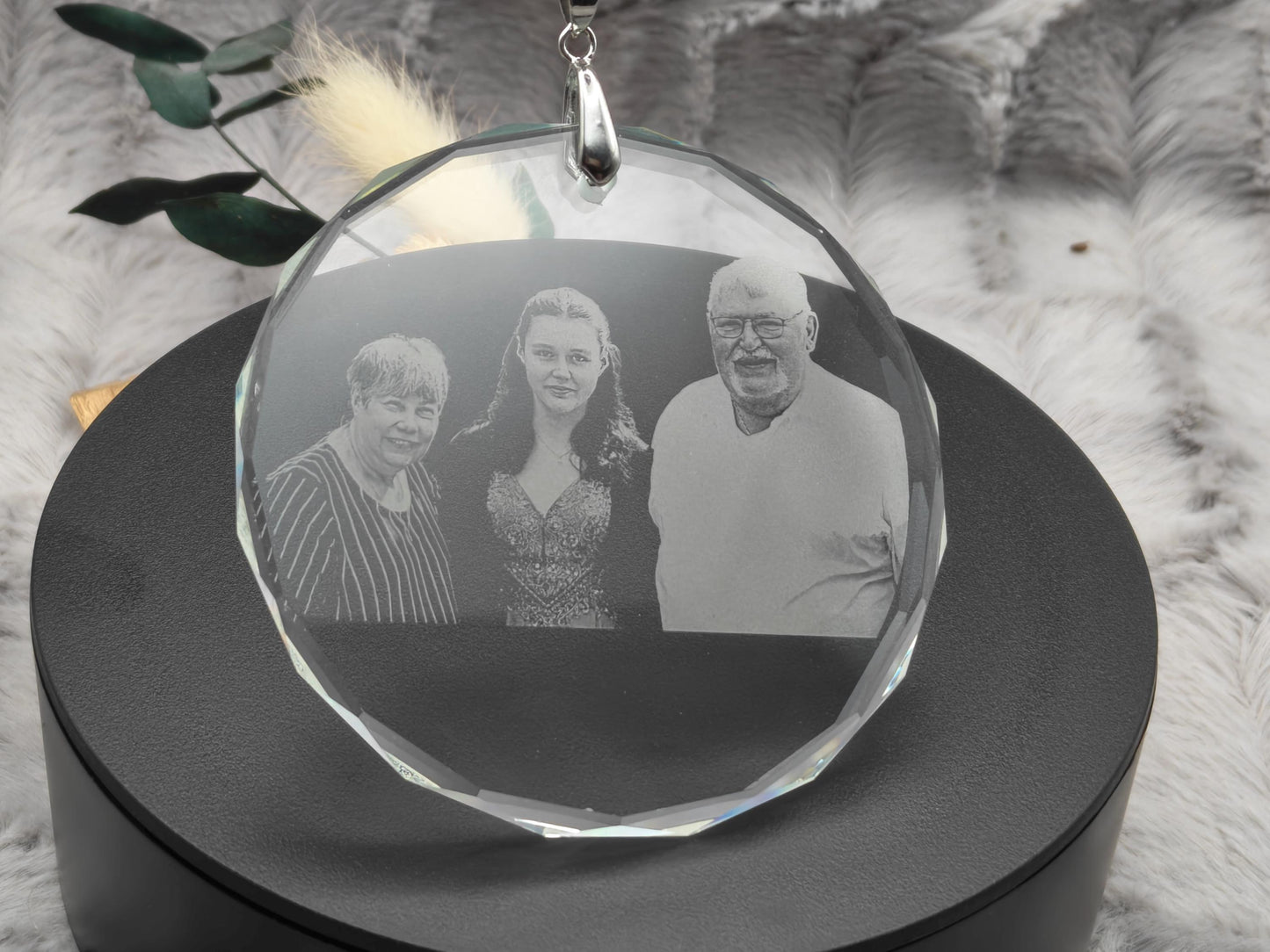 Baumanhänger Kristall mit Fotogravur Christbaumanhänger Baumschmuck Schmuck Weihnachten Fensterschmuck