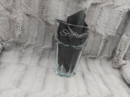 Latte Macchiato Glas mit Gravur personalisiert | Kaffeeglas mit Name oder Spruch | Geschenkidee Geburtstag & Einzug | Trinkglas individuell