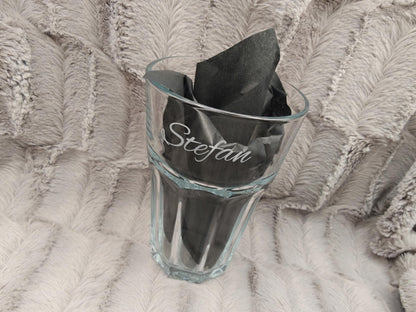 Latte Macchiato Glas mit Gravur personalisiert | Kaffeeglas mit Name oder Spruch | Geschenkidee Geburtstag & Einzug | Trinkglas individuell