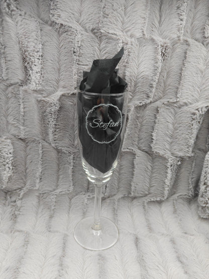 Sektglas mit Gravur personalisiert Glas Sektkelch 210ml Geschenkidee Namensgravur