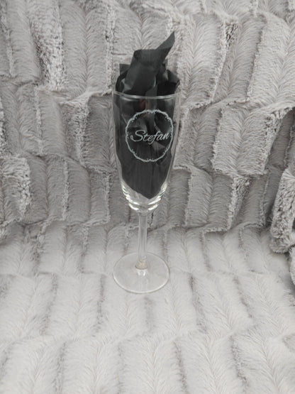 Sektglas mit Gravur personalisiert Glas Sektkelch 210ml Geschenkidee Namensgravur