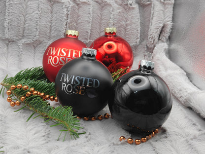 Personalisierte Christbaumkugel aus Glas mit Gravur | 80mm Weihnachtskugel mit Name | Christbaumschmuck Echtglas Matt & Glänzend