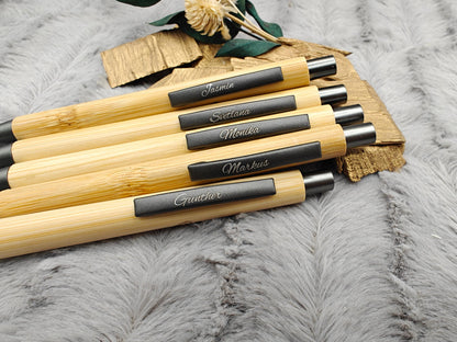 Kugelschreiber personalisiert aus Bambus mit Gravur gunmetal Kuli Stift Holz Gastgeschenk Geschenk Gift
