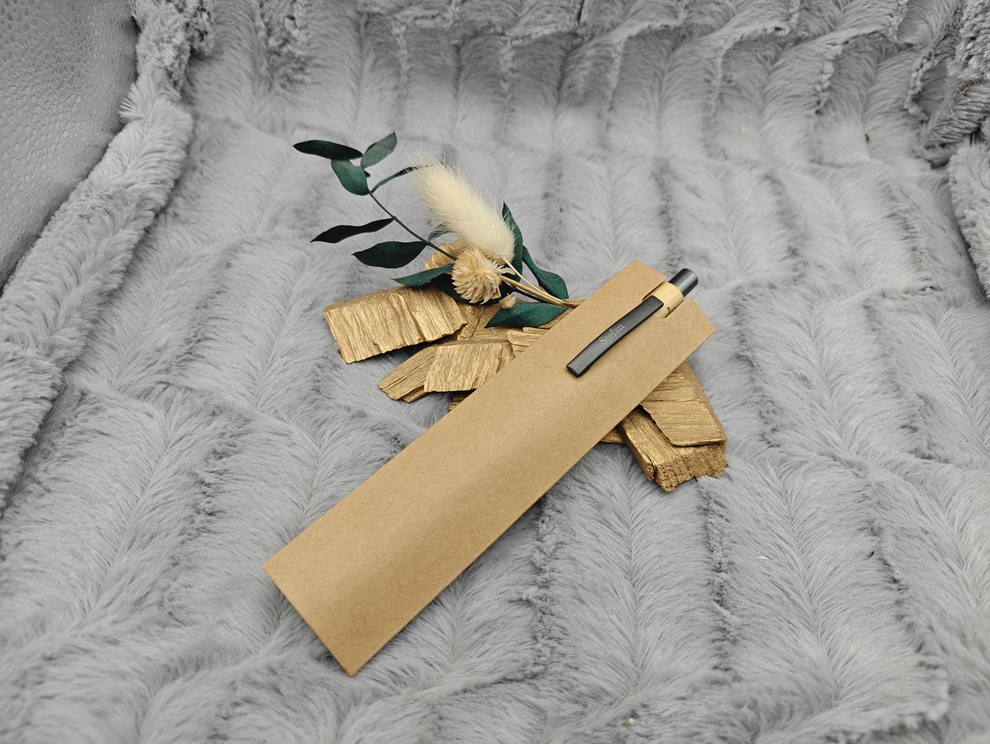 Kugelschreiber personalisiert aus Bambus mit Gravur gunmetal Kuli Stift Holz Gastgeschenk Geschenk Gift