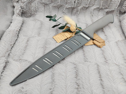 Personalisiertes Tranchiermesser mit Gravur | Scharfes Fleischmesser Edelstahl 20 cm | Bratenmesser mit Name & Klingenschutz