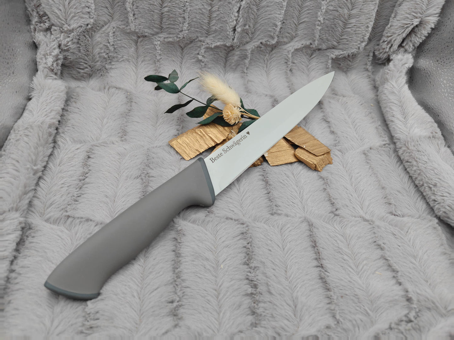 Personalisiertes Tranchiermesser mit Gravur | Scharfes Fleischmesser Edelstahl 20 cm | Bratenmesser mit Name & Klingenschutz