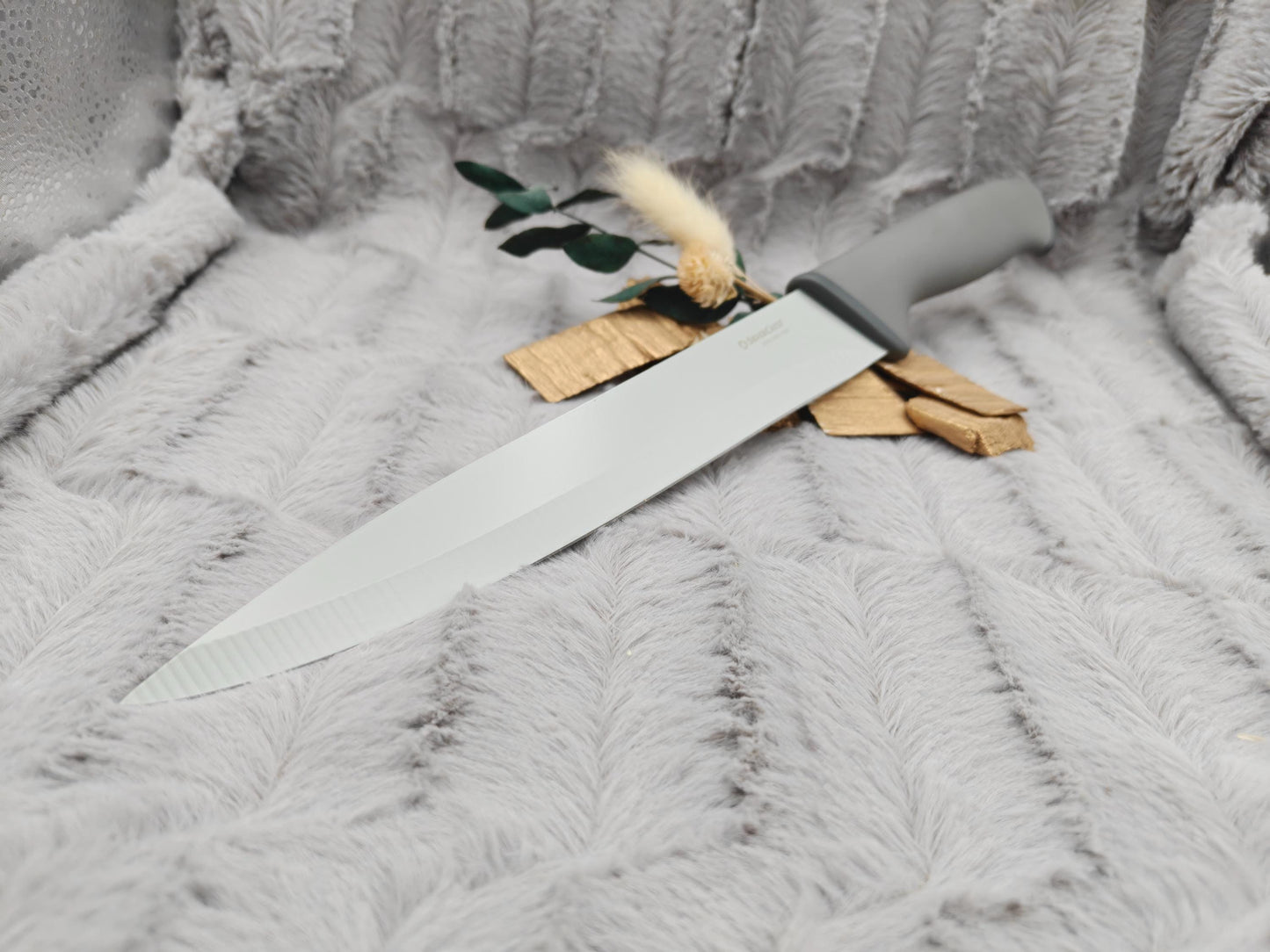 Personalisiertes Tranchiermesser mit Gravur | Scharfes Fleischmesser Edelstahl 20 cm | Bratenmesser mit Name & Klingenschutz