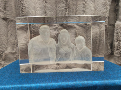 3D Foto im Kristall Quaderförmig Gravur Fotogravur 60x40x40mm