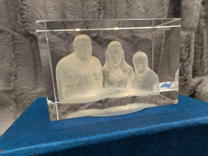 3D Foto im Kristall Quaderförmig Gravur Fotogravur 60x40x40mm