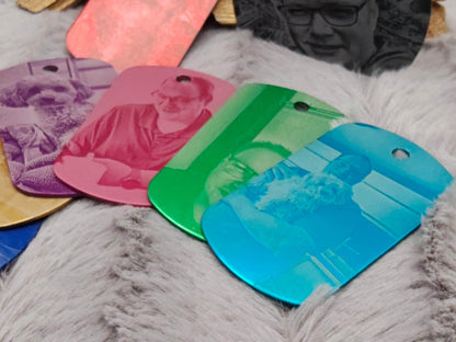 Dog Tag Hundemarke mit Fotogravur aus Aluminium eloxiert | Personalisierte Erkennungsmarke mit Foto | Individueller Anhänger inkl. Kette