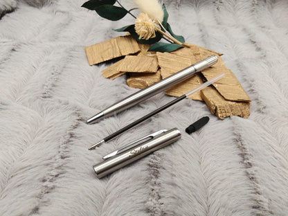 Kugelschreiber personalisiert Slim mit Gravur Kuli Stift Holz Gastgeschenk Geschenk Gift Edelstahl