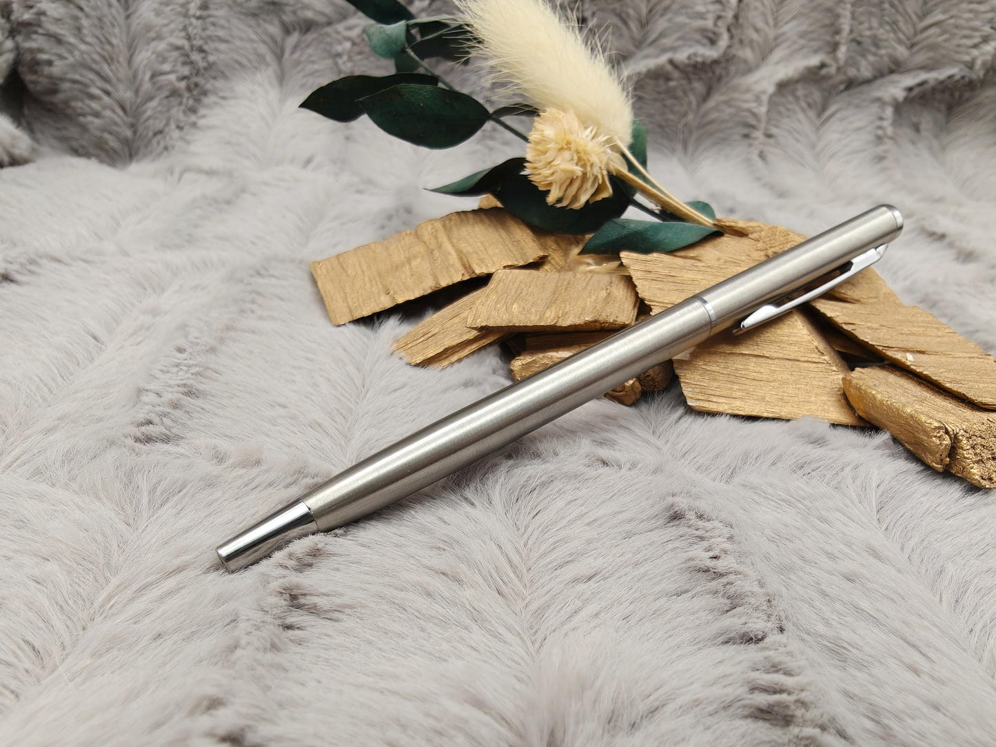 Kugelschreiber personalisiert Slim mit Gravur Kuli Stift Holz Gastgeschenk Geschenk Gift Edelstahl