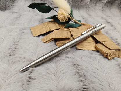 Kugelschreiber personalisiert Slim mit Gravur Kuli Stift Holz Gastgeschenk Geschenk Gift Edelstahl