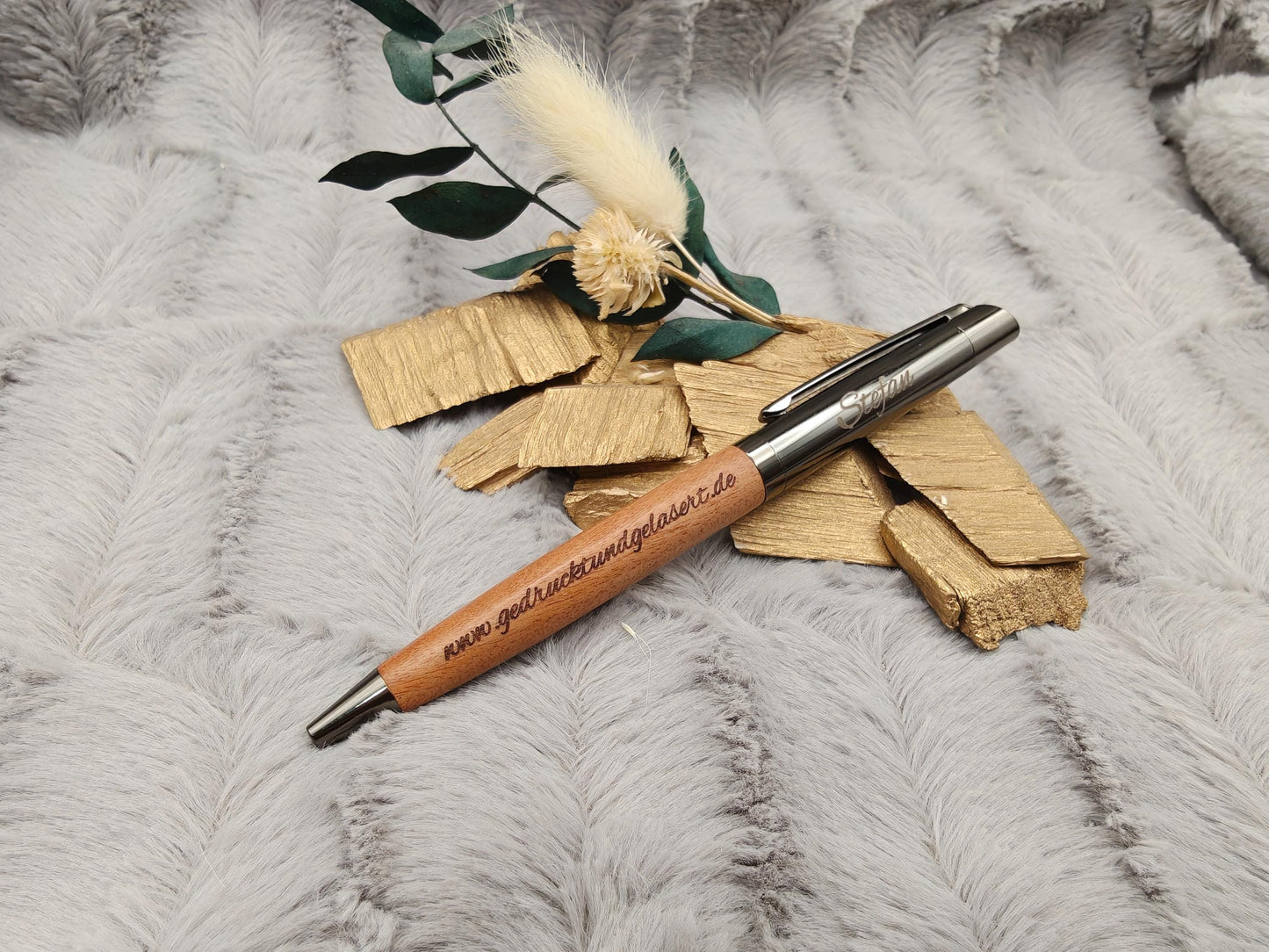 Edler Kugelschreiber Gelstift personalisiert mit Gravur braun Kuli Stift Holz Gastgeschenk Geschenk Gift