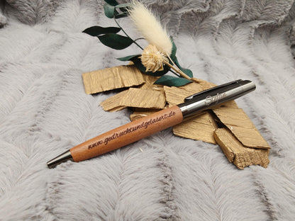 Edler Kugelschreiber Gelstift personalisiert mit Gravur braun Kuli Stift Holz Gastgeschenk Geschenk Gift
