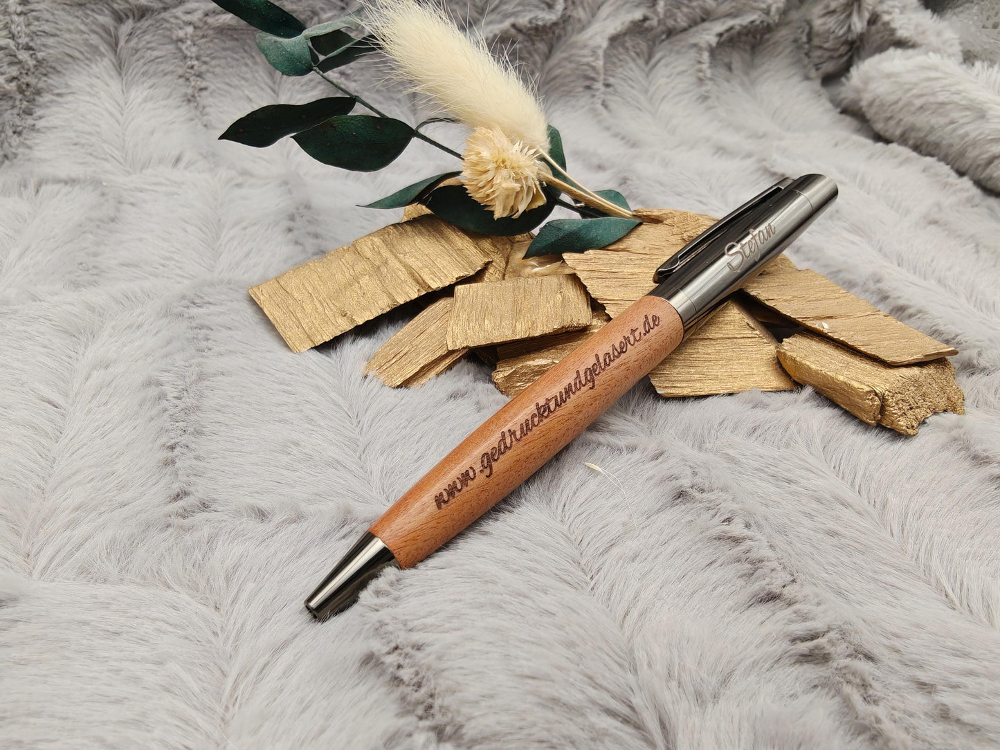 Edler Kugelschreiber Gelstift personalisiert mit Gravur braun Kuli Stift Holz Gastgeschenk Geschenk Gift