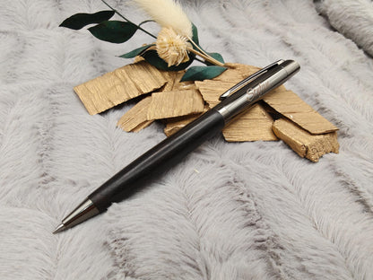 Edler Kugelschreiber Gelstift personalisiert mit Gravur schwarz Kuli Stift Holz Gastgeschenk Geschenk Gift