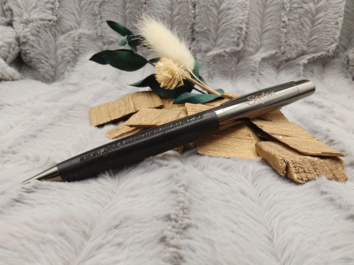 Edler Kugelschreiber Gelstift personalisiert mit Gravur schwarz Kuli Stift Holz Gastgeschenk Geschenk Gift